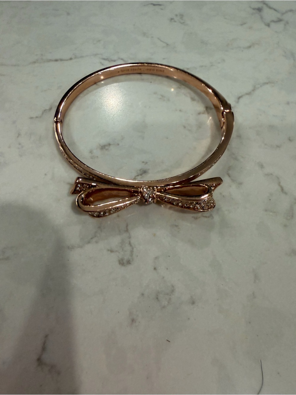 Kate spade Rose Gold Bow Bangle Bracelet with Crystal Accent